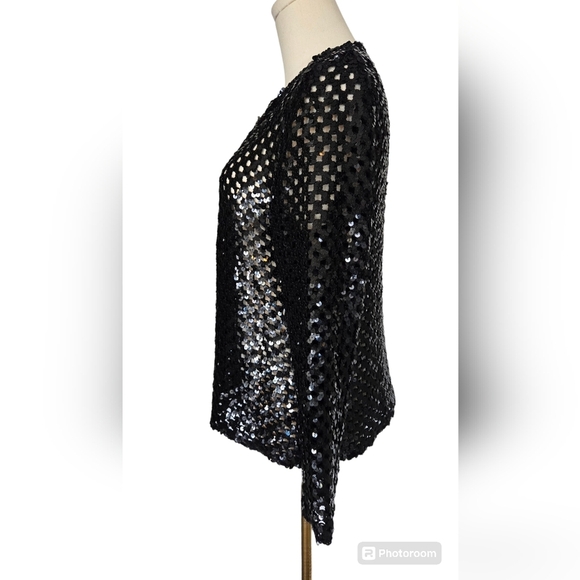 Three Flaggs Sequin Sweater Open Front Blazer - Picture 3 of 11